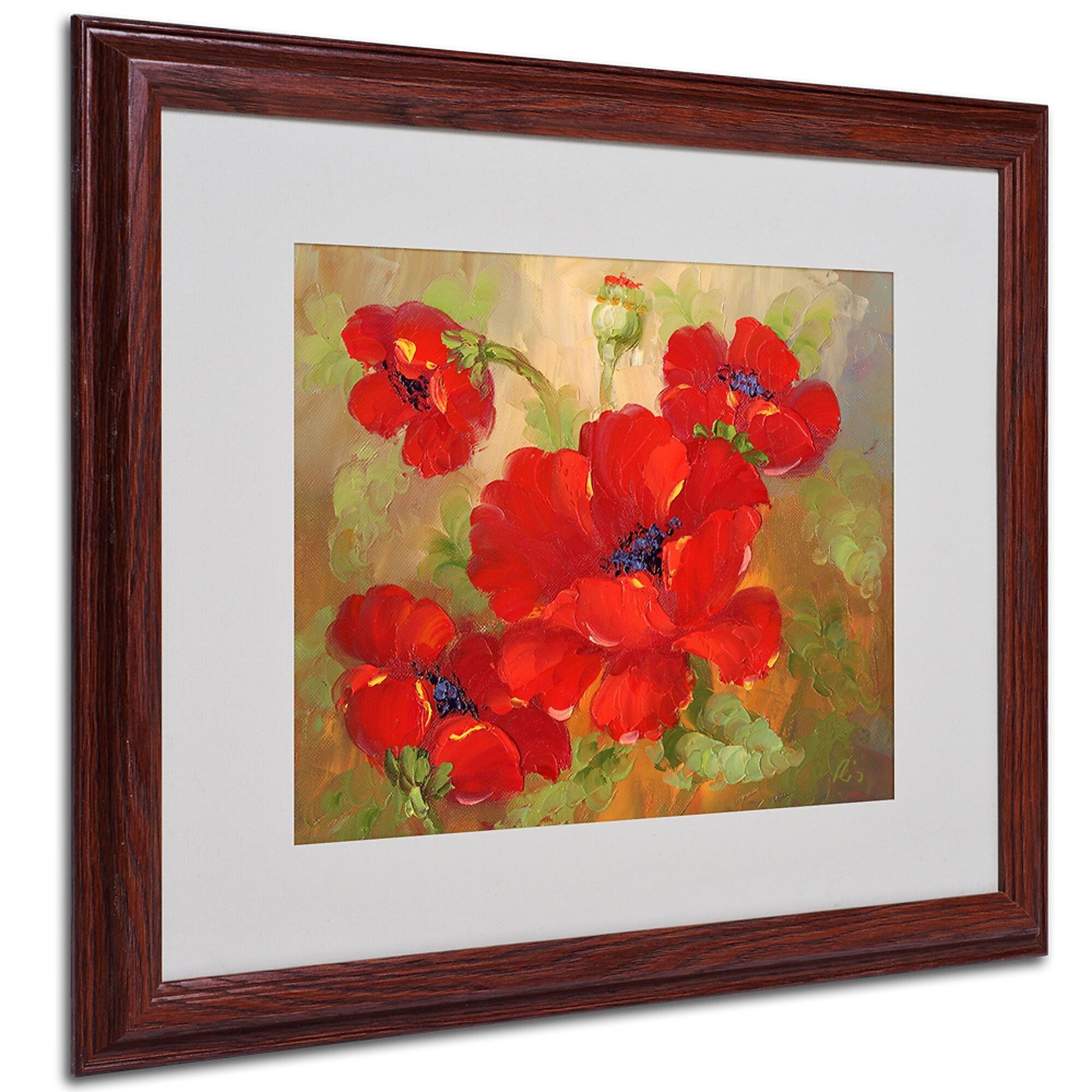 Poppies' Framed Matted Art - 16x20 Inches - Wood Frame