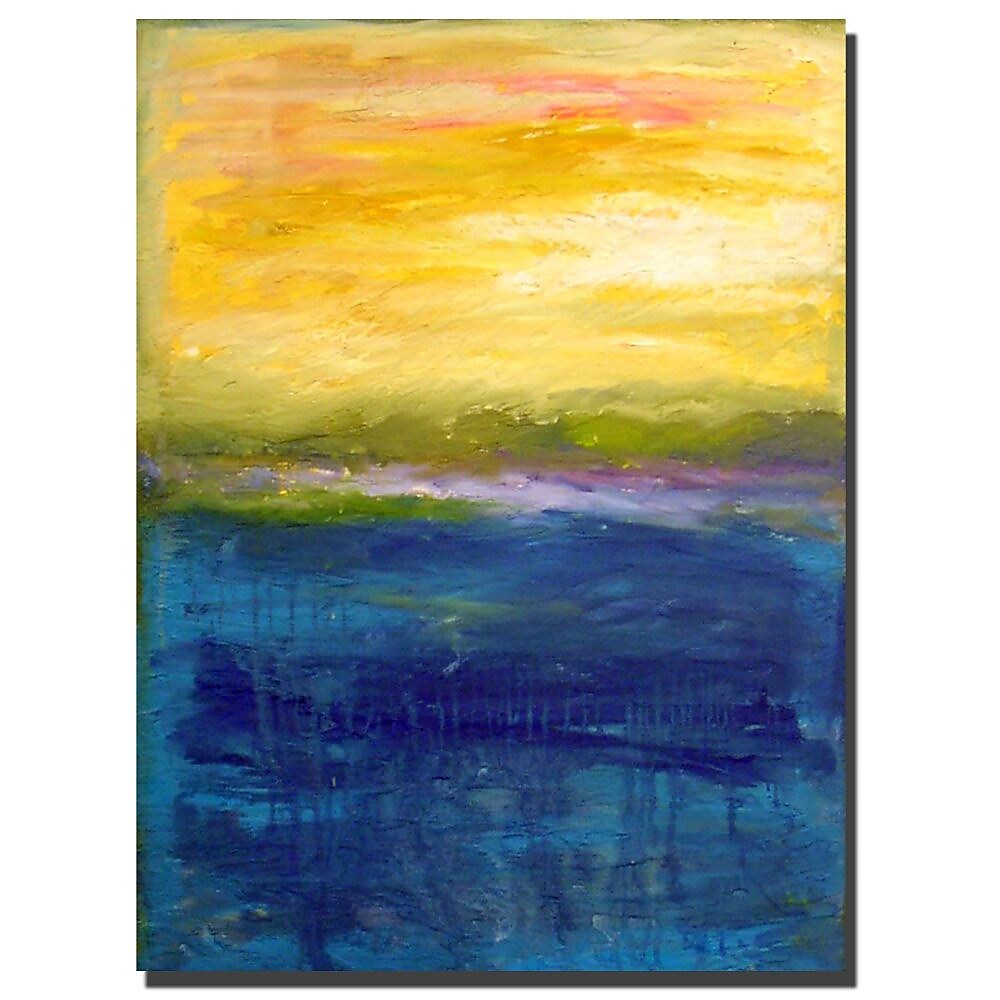 Trademark Fine Art Michelle Calkins 'Gold and Pink Abstract' Canvas Art 14x19 Inches