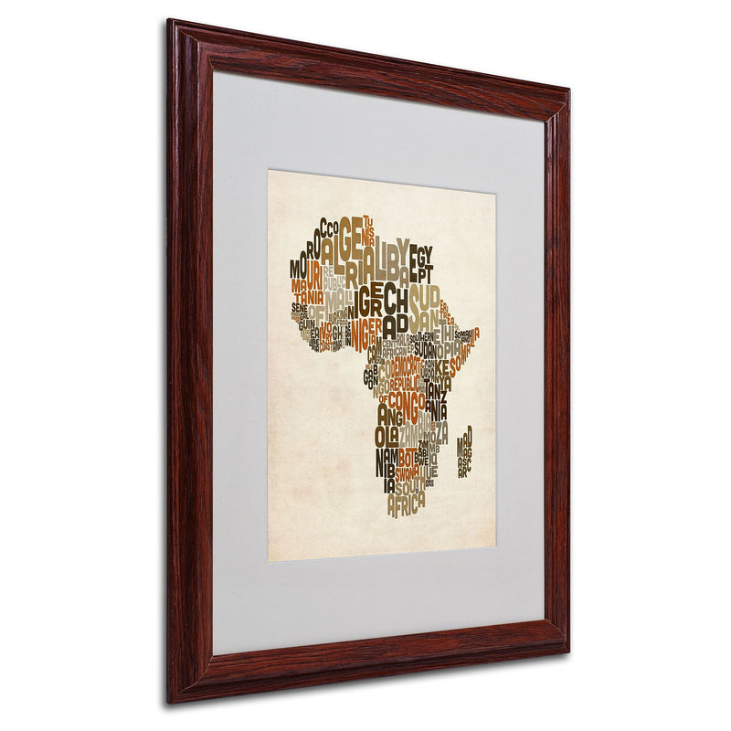Trademark Fine Art Michael Tompsett 'Africa Text Map' Matted Art White Frame 16x20 Inches
