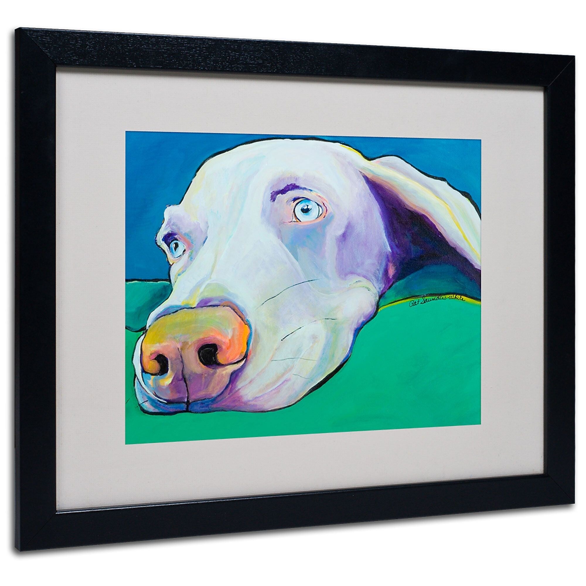 Trademark Fine Art Pat Saunders-White 'Fritz' Matted Art Black Frame 16x20 Inches