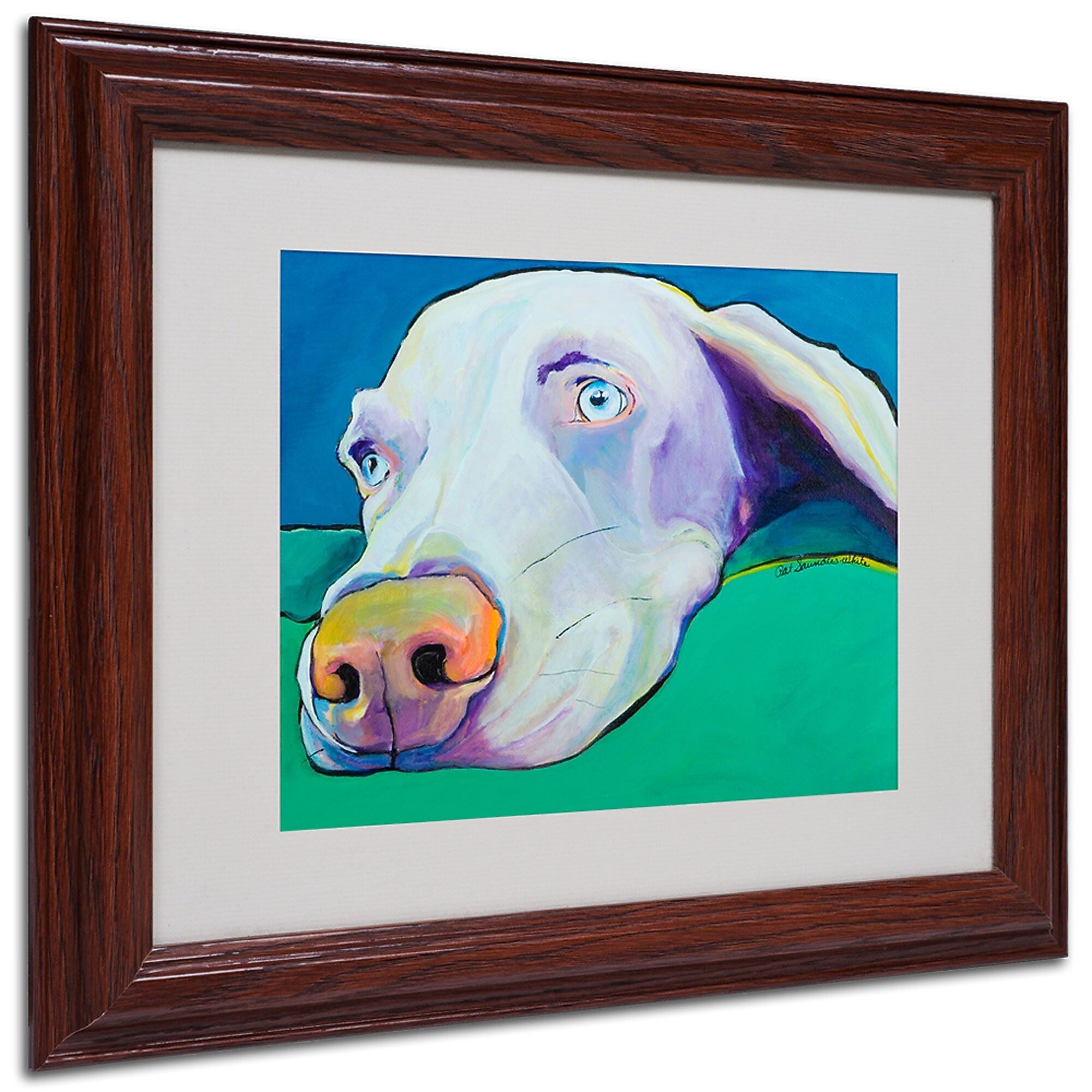 Pat Saunders-White 'Fritz' Framed Matted Art - 11x14 Inches - Wood Frame