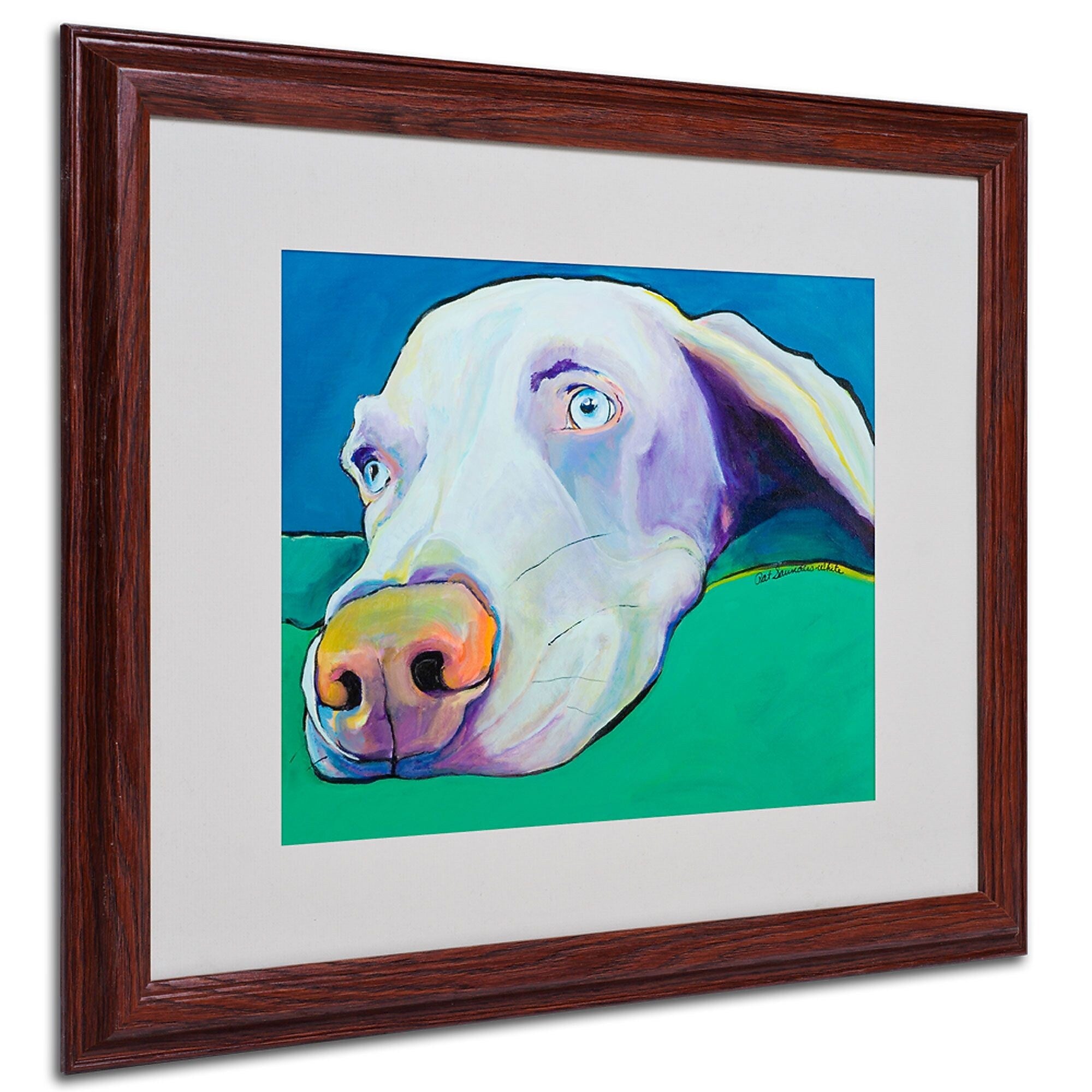 Pat Saunders-White 'Fritz' Framed Matted Art - 16x20 Inches - Wood Frame