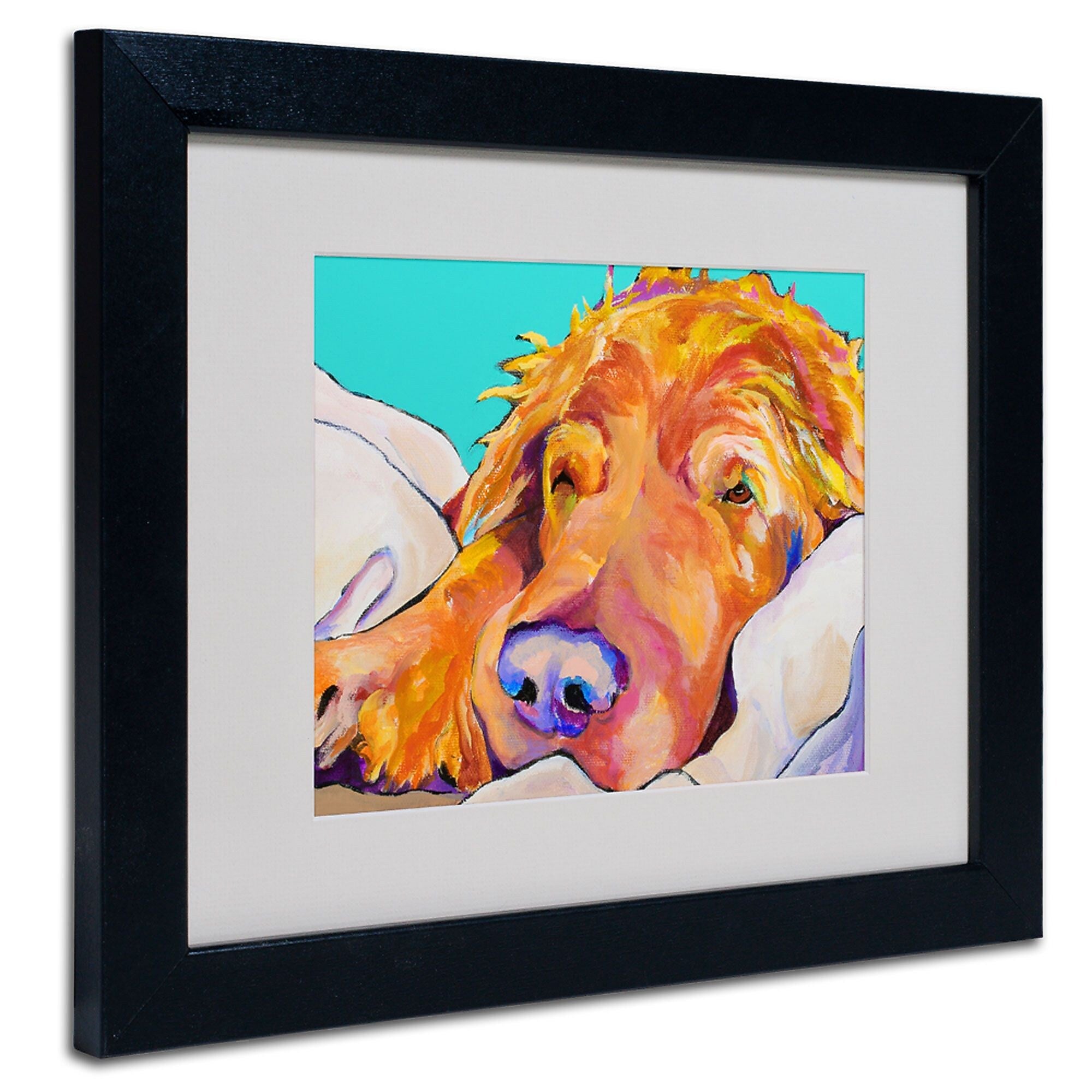 Trademark Fine Art Pat Saunders-White 'Snoozer King' Matted Art Black Frame 11x14 Inches