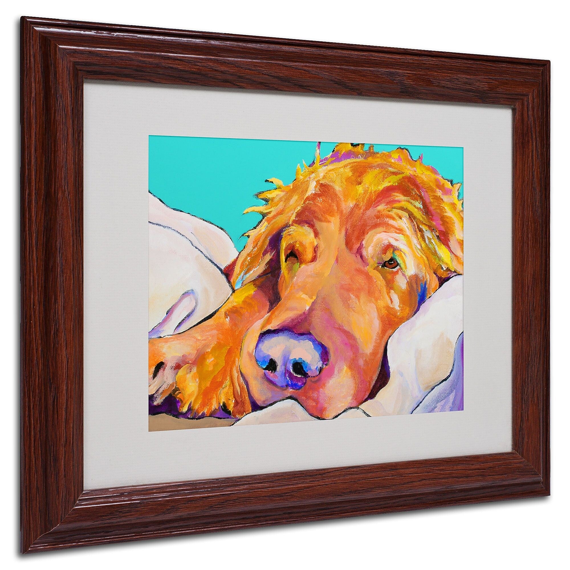 Pat Saunders-White 'Snoozer King' Framed Matted Art - 11x14 Inches - Wood Frame