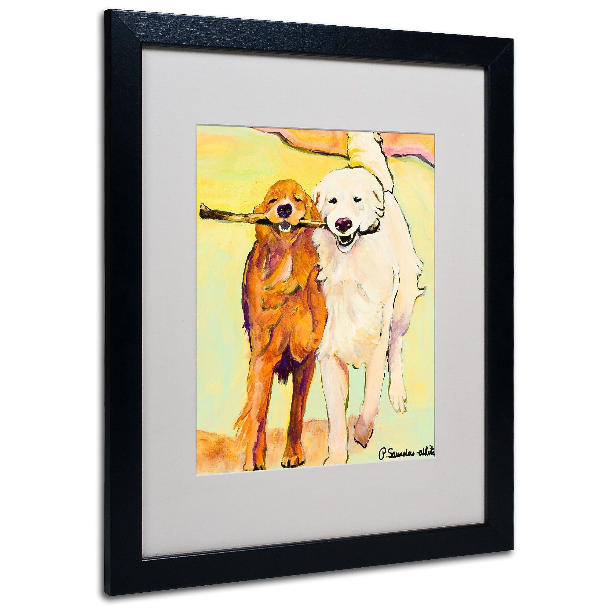 Trademark Fine Art Pat Saunders 'Stick With Me 1' Matted Art Black Frame 16x20 Inches