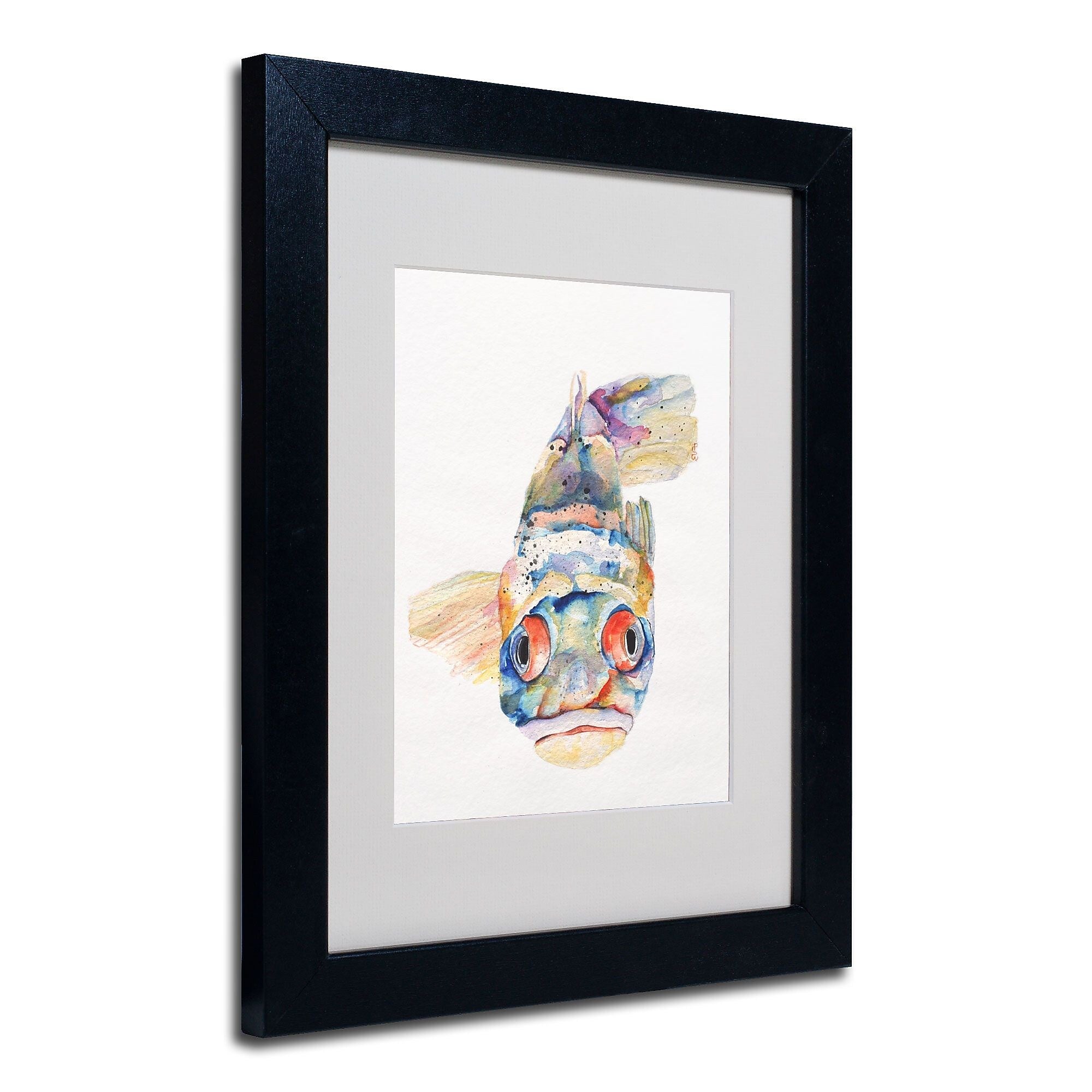 Trademark Fine Art Pat Saunders-White 'Blue Fish' Matted Art Black Frame 11x14 Inches