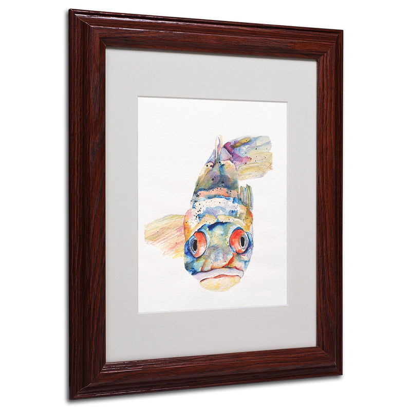 Pat Saunders-White 'Blue Fish' Framed Matted Art - 11x14 Inches - Wood Frame
