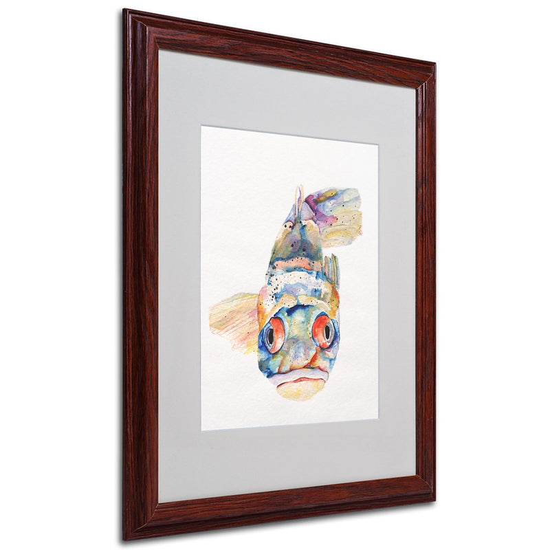 Pat Saunders-White 'Blue Fish' Framed Matted Art - 16x20 Inches - Wood Frame