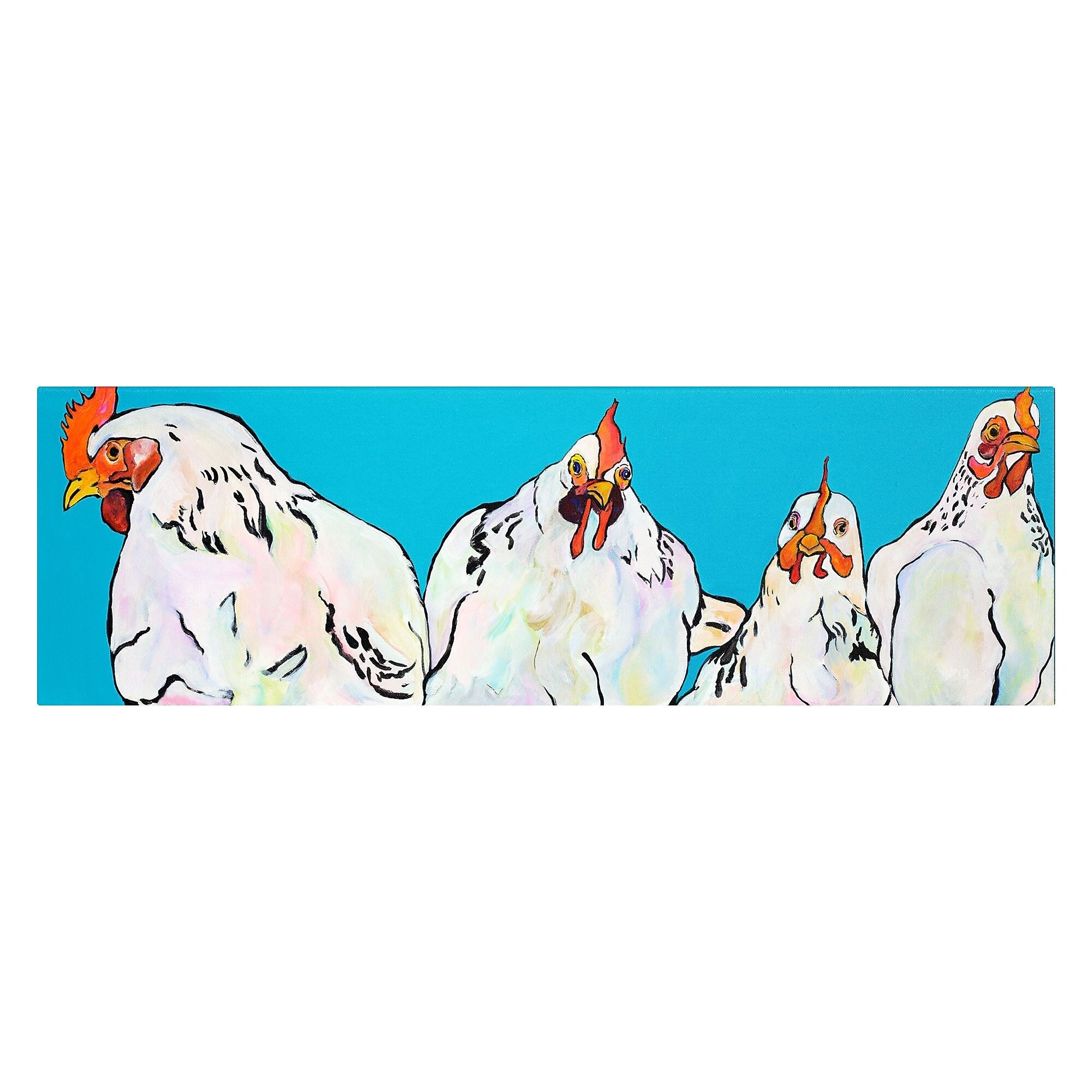 Trademark Fine Art Pat Saunders 'Four Clucks Top Half' Canvas Art 8x24 Inches