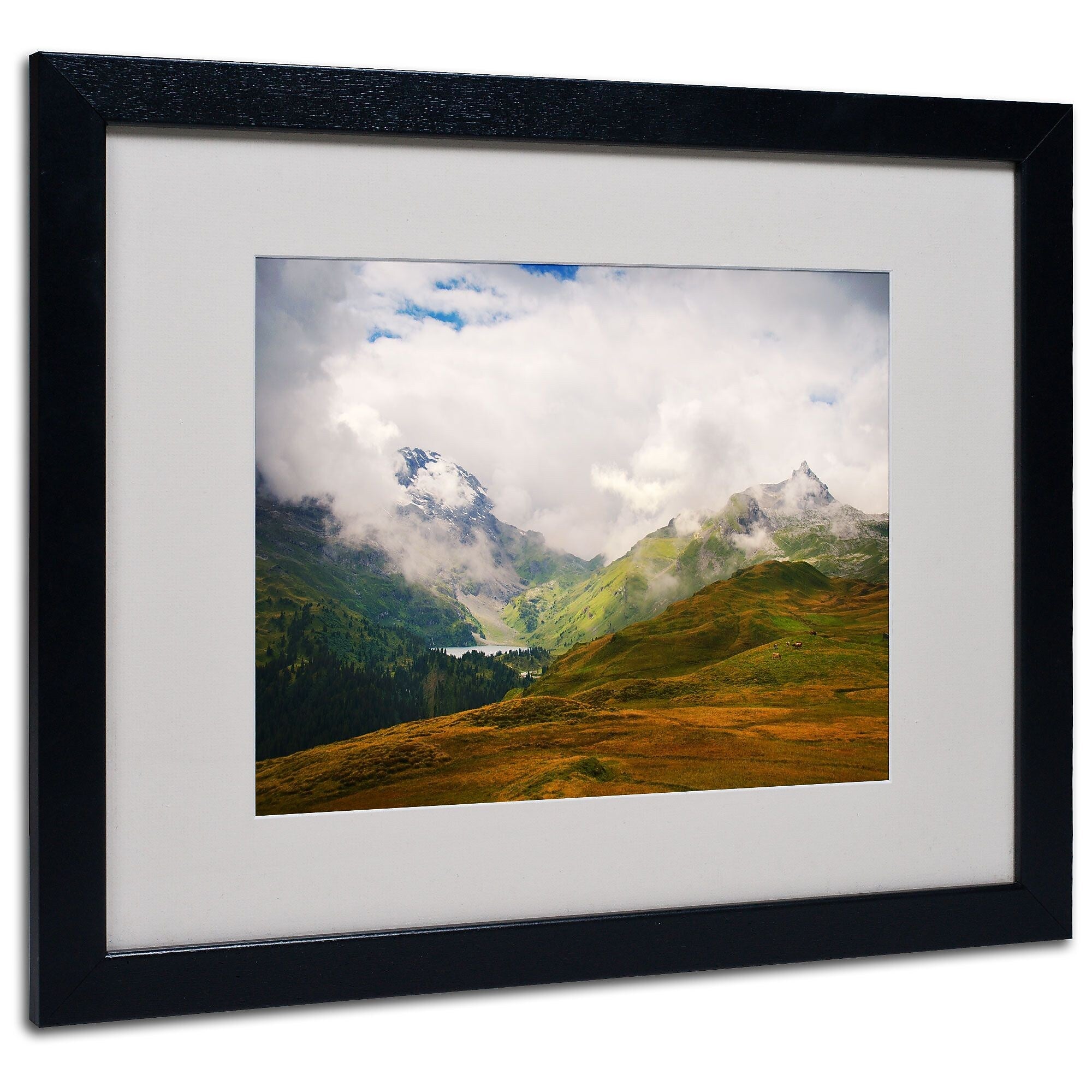 Trademark Fine Art Philippe Sainte-Laudy 'Peaceful Switzerland' Matted Black Frame 16x20 Inches
