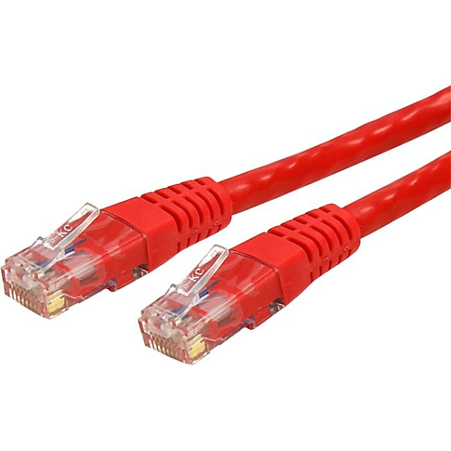 StarTech 50' Cat 6 Molded RJ45 UTP Gigabit Cat6 Patch Cable, Red
