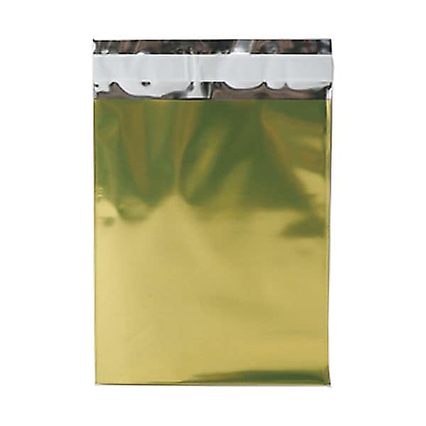 JAM Paper 6.25 x 7.875 Open End Foil Envelopes with Self-Adhesive Closure, Gold, 25/Pack (1323273)