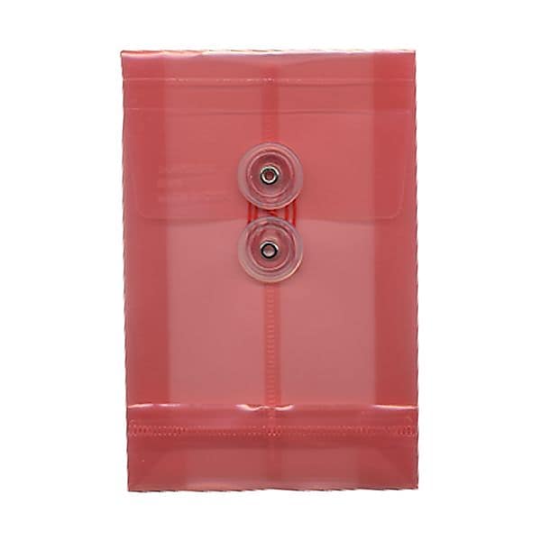 JAM Paper Plastic Filing Envelope with Button & String Closure, Pink, 12/Pack (473B1PI)