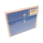 JAM Paper® Plastic Envelopes with Button and String Closure & 2 Dividers, Letter Booklet, 12.75 x 10.5, Clear, 12/Pack (JSF228)