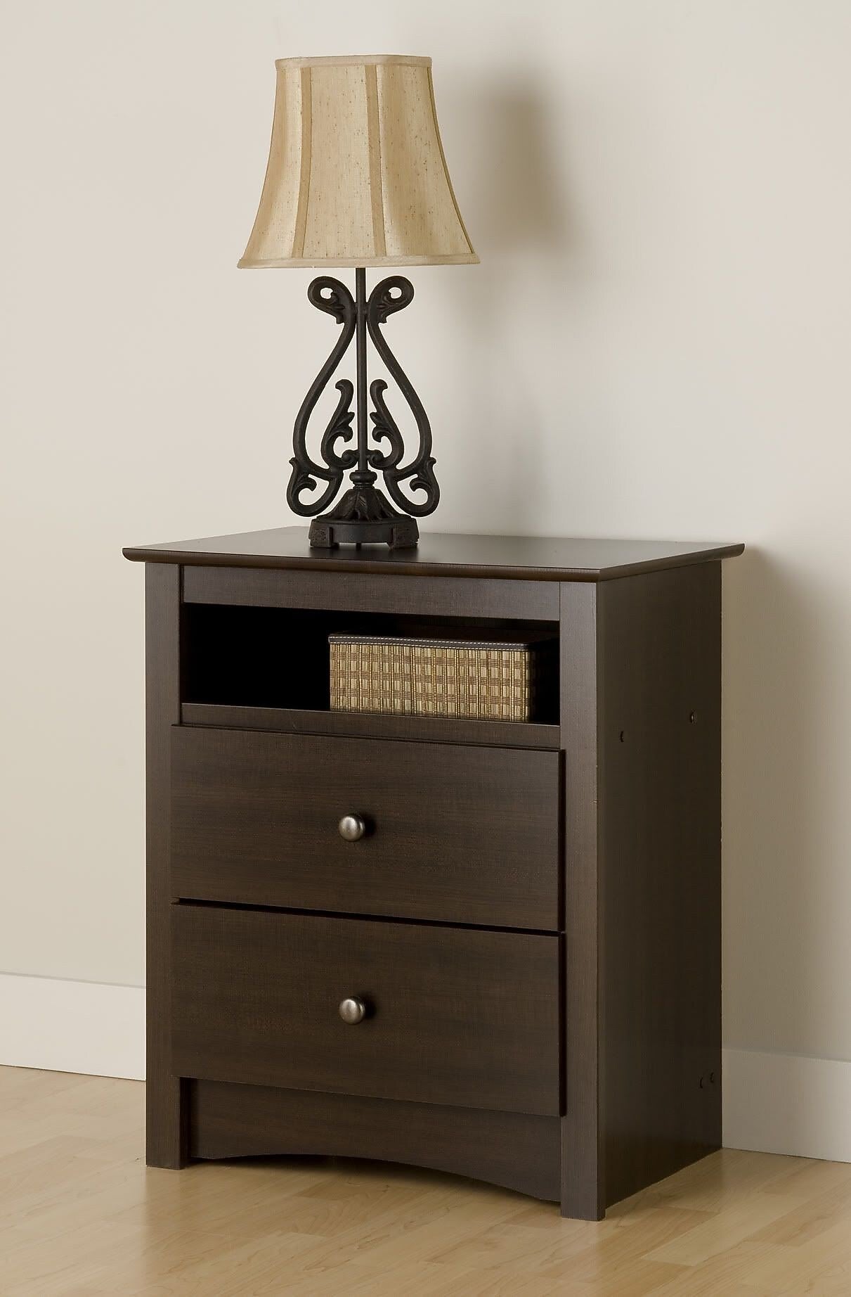 Prepac™ 28" Fremont Tall 2 Drawer Nightstand With Open Shelf, Espresso