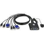 Aten 3' 2-Port USB Cable KVM Switch, Black