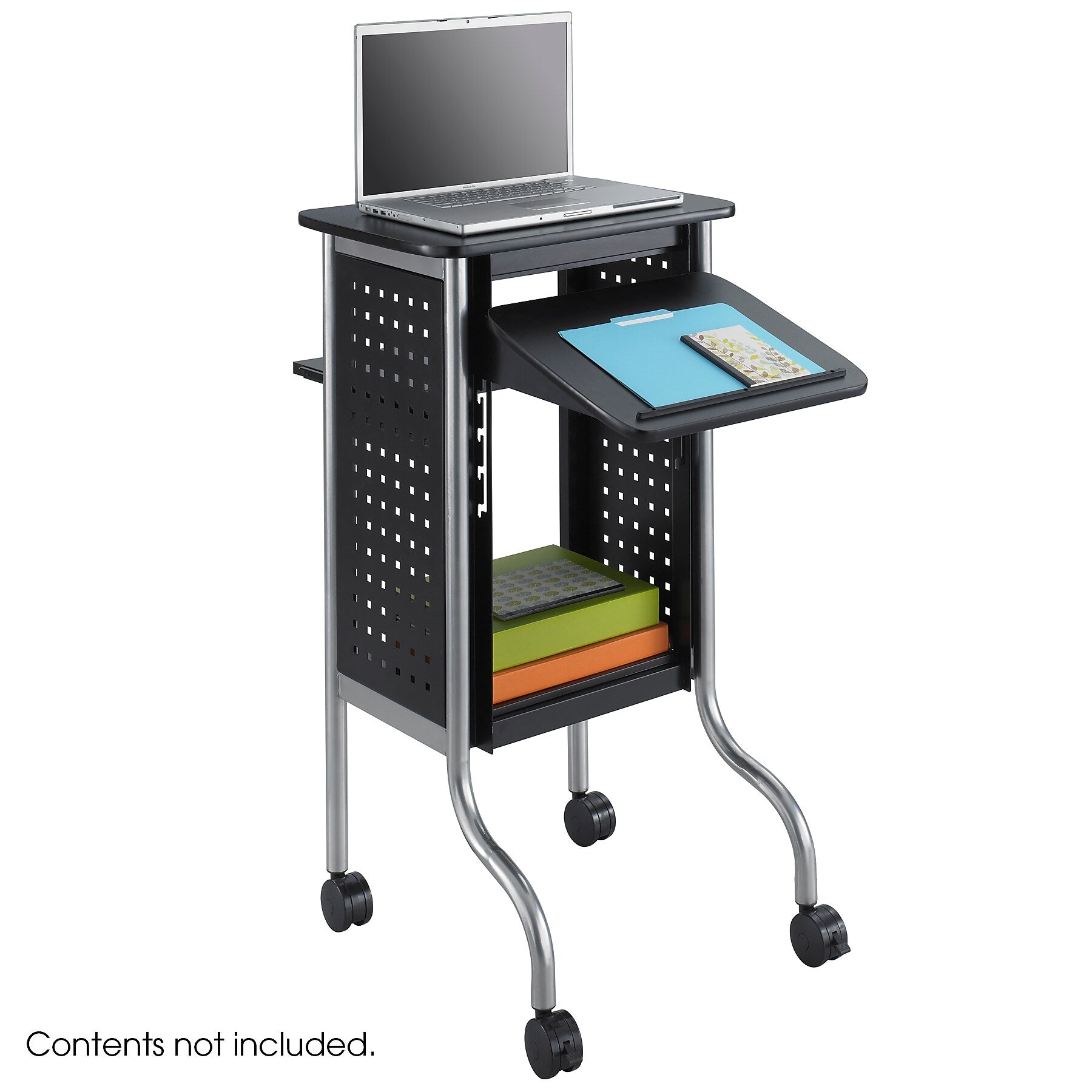 Safco Scoot 3-Shelf Metal Mobile Presentation Cart with Lockable Wheels, Black (8945BL)