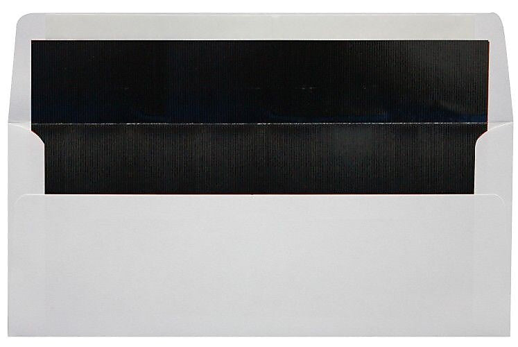 LUX 4 1/8" x 9 1/2" #10 60lbs. Envelopes, White With Black LUX Lining, 50/Pack
