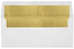 LUX 4 1/8" x 9 1/2" #10 60lbs. Envelopes, White With Gold LUX Lining, 50/Pack