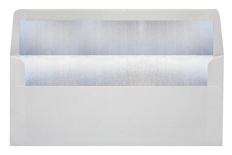 LUX 4 1/8" x 9 1/2" #10 60lbs. Envelopes, White With Silver LUX Lining, 50/Pack