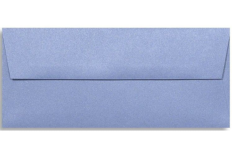 LUX 4 1/8" x 9 1/2" #10 80lbs. Square Flap Envelopes W/Glue Closure, Vista Metallic Blue