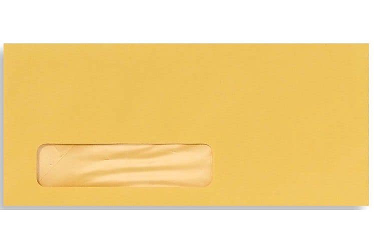 LUX Moistenable Glue #10 Window Envelope, 4 1/2" x 9 1/2", Goldenrod yellow, 50/Pack (27418-50)