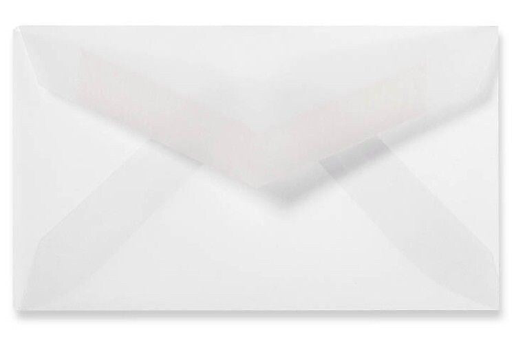 LUX 2 1/8" x 3 5/8" 30lbs. Pointed Mini Envelopes W/Glue, Clear Translucent, 50/Pack