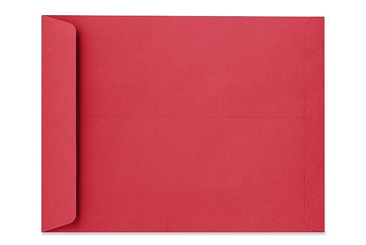 LUX 10" x 13" 60lbs. Open End Envelopes, Holiday Red, 50/Pack