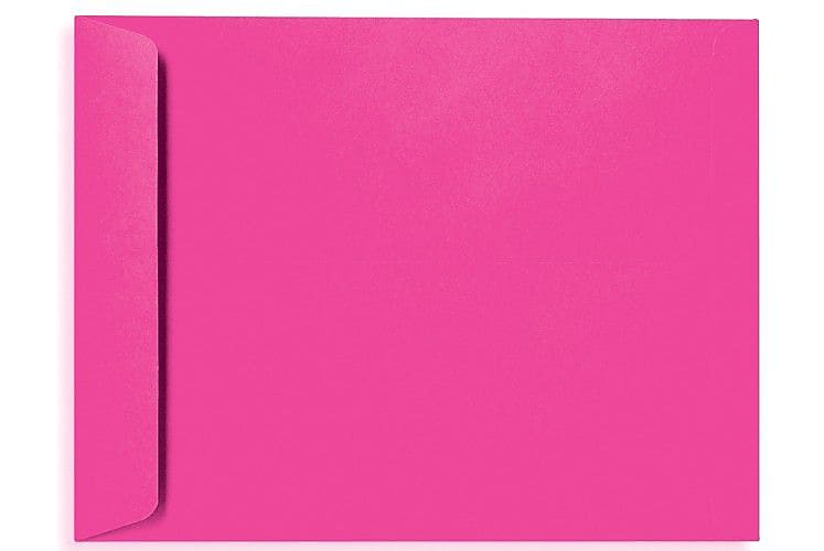 LUX 80lbs. 10" x 13" Open End Envelopes W/Glue, Magenta Pink, 250/BX