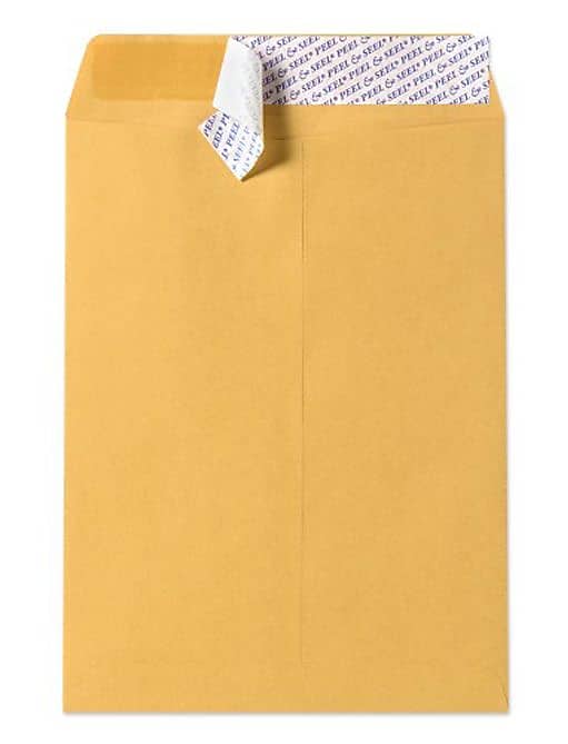 LUX Peel & Seal Open End Self Seal #15 1/2 Kraft Catalog Envelope, 12" x 15 1/2", Brown, 50/Pack (75498-50)