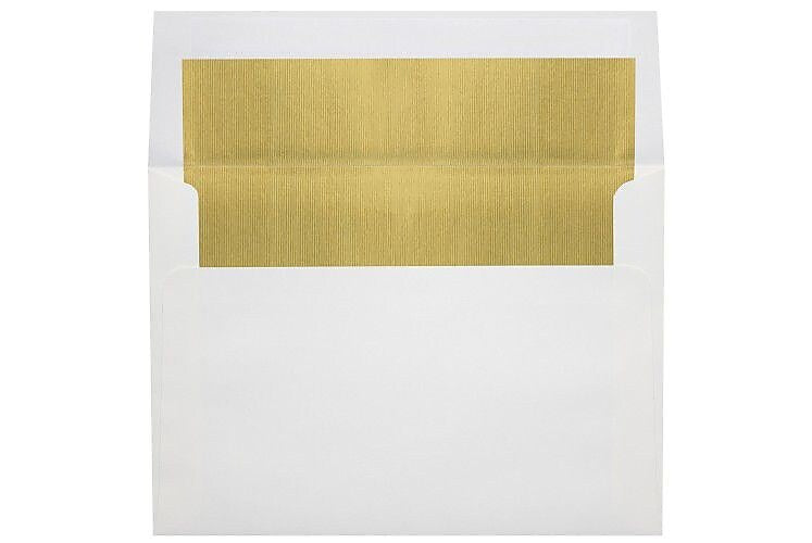 LUX 6 1/2 x 6 1/2 Foil Lined Square Envelopes, 50/Box, White w/Gold LUX Lining (FLWH8535-04-50)