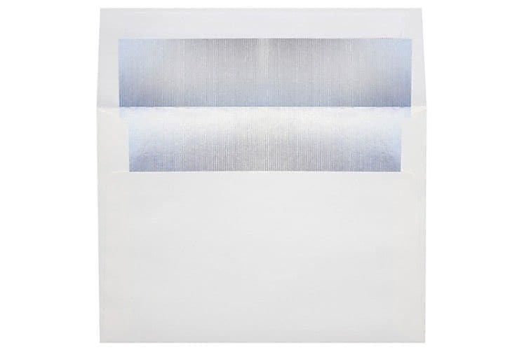LUX 6 1/2 x 6 1/2 Foil Lined Square Envelopes, 50/Box, White w/Silver LUX Lining (FLWH8535-03-50)