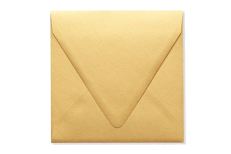 LUX 6 1/2 x 6 1/2 Square Contour Flap Envelopes, 50/Box, Gold Metallic (1855-07-50)