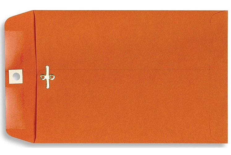 LUX Open End Clasp Envelopes, 9" x 12", Bright Orange, 100/Pack (92938-100)