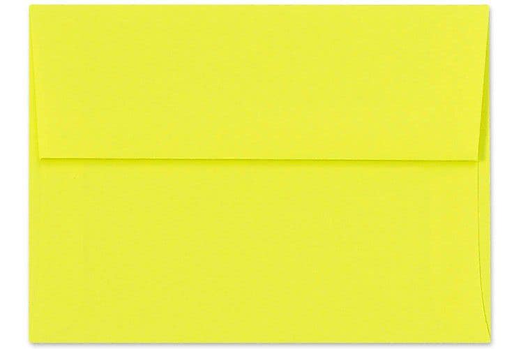 LUX 4 3/8" x 5 3/4" 80lbs. Vellum A2 Invitation Envelopes W/Peel & Press, Citrus Yellow