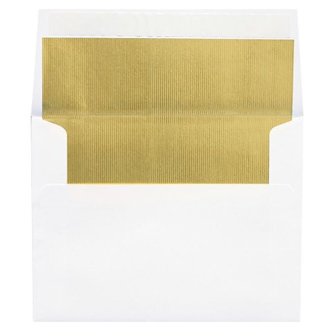 LUX A2 (4 3/8 x 5 3/4) 50/Box, White w/Gold LUX Lining (FLWH4870-04-50)
