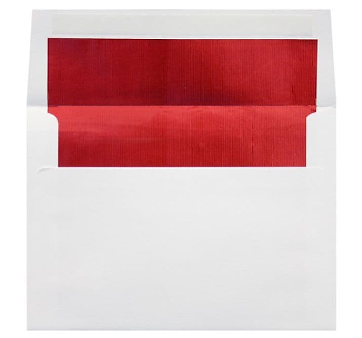 LUX A2 (4 3/8 x 5 3/4) 50/Box, White w/Red LUX Lining (FLWH4870-01-50)