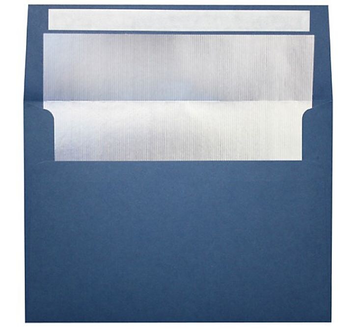LUX A4 Foil Lined Invitation Envelopes (4 1/4 x 6 1/4) 250/Box, Navy w/Silver LUX Lining (FLNV4872-03-250)