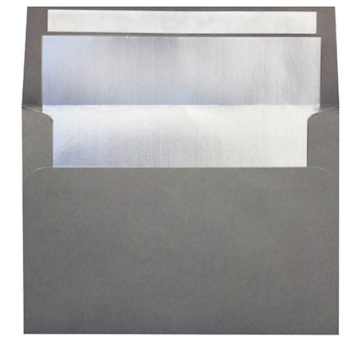 LUX A4 Foil Lined Invitation Envelopes (4 1/4 x 6 1/4) 500/Box, Smoke w/Silver LUX Lining (FLSM4872-03-500)