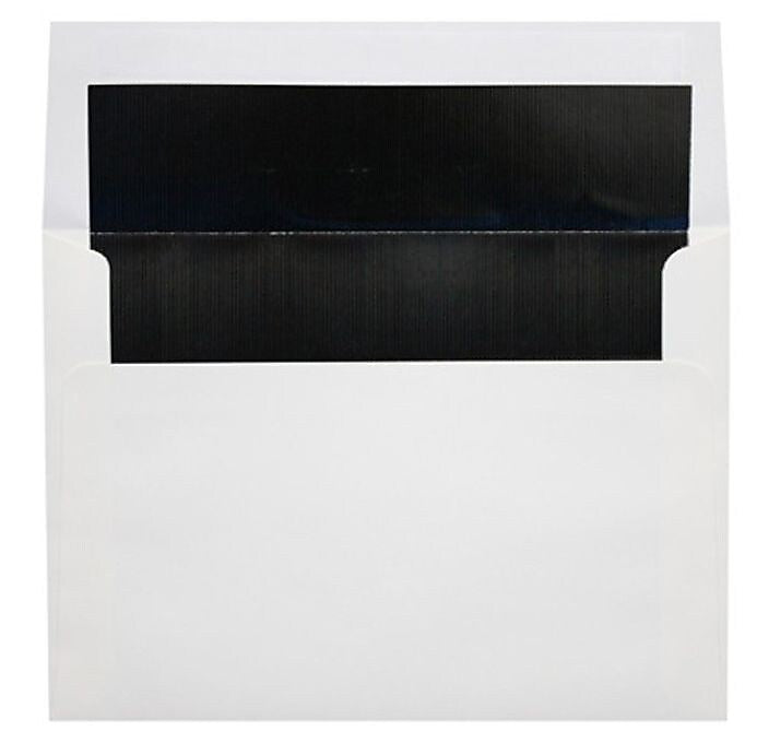 LUX A4 Foil Lined Invitation Envelopes (4 1/4 x 6 1/4) 500/Box, White w/Black LUX Lining (FLWH4872-02-500)