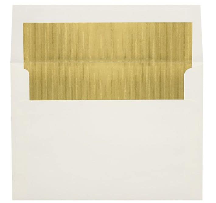 LUX A6 Foil Lined Invitation Envelopes (4 3/4 x 6 1/2) 50/Box, Natural w/Gold LUX Lining (FLNT4875-04-50)