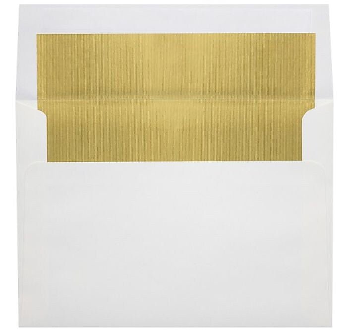 LUX A6 Foil Lined Invitation Envelopes (4 3/4 x 6 1/2) 50/Box, White w/Gold LUX Lining (FLWH4875-04-50)
