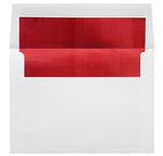 LUX A6 Foil Lined Invitation Envelopes (4 3/4 x 6 1/2) 50/Box, White w/Red LUX Lining (FLWH4875-01-50)