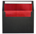 LUX A7 Foil Lined Invitation Envelopes (5 1/4 x 7 1/4) 50/Box, Black w/Red LUX Lining (FLBK4880-01-50)