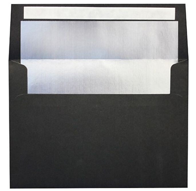 LUX 80lbs. 5 1/4" x 7 1/4" A7 Invitation Envelopes W/Peel & Press, Black/Silver, 1000/BX