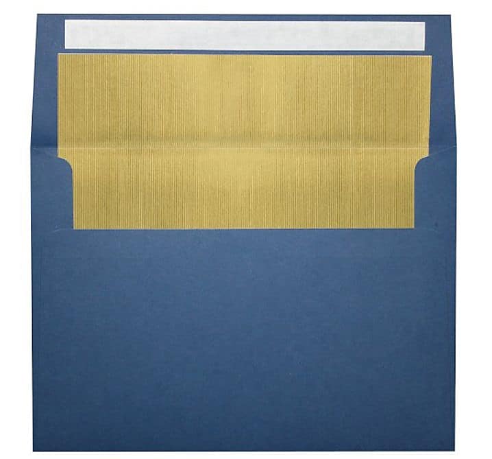 LUX A7 Foil Lined Invitation Envelopes (5 1/4 x 7 1/4) 50/Box, Navy w/Gold LUX Lining (FLNV4880-04-50)