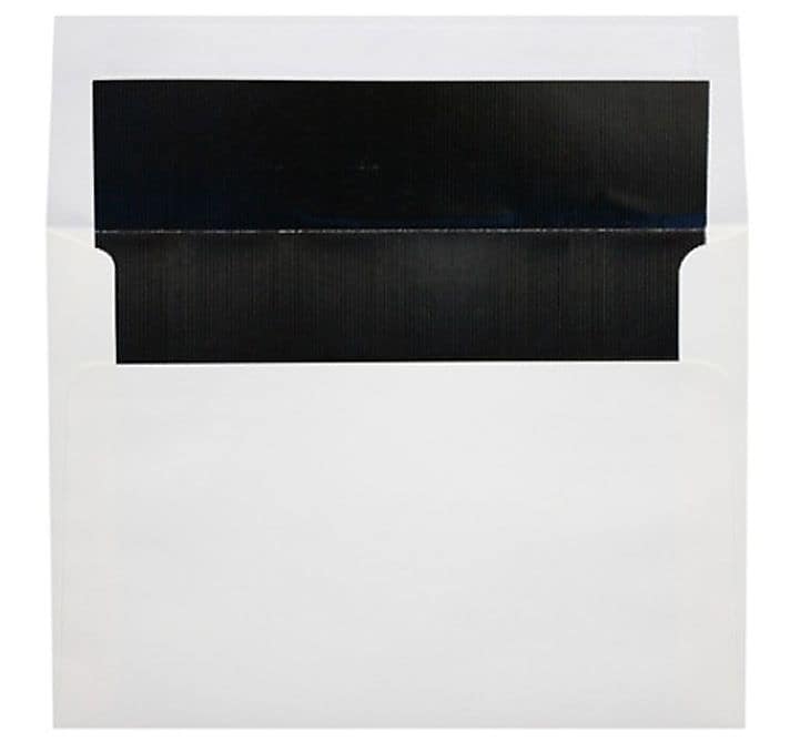 LUX A7 Foil Lined Invitation Envelopes (5 1/4 x 7 1/4) 50/Box, White w/Black LUX Lining (FLWH4880-02-50)