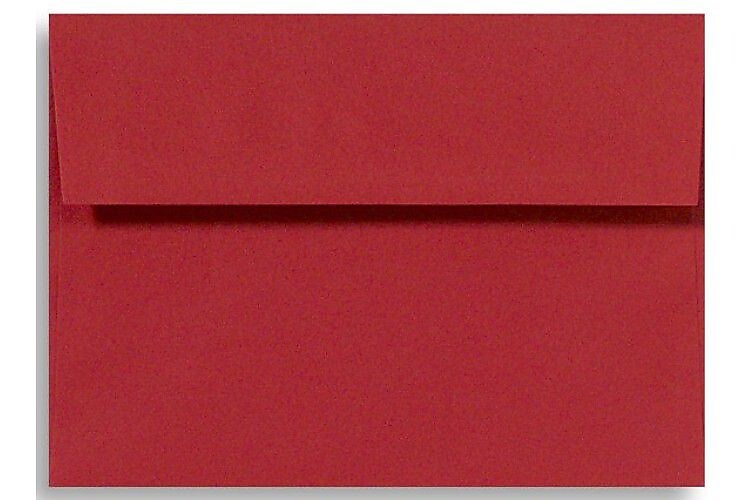 LUX 5 1/2" x 8 1/8" 60lbs. Square Flap Envelopes W/Glue, Holiday Red, 50/pack