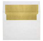 LUX A8 Foil Lined Invitation Envelopes (5 1/2 x 8 1/8) 50/Box, White w/Gold LUX Lining (FLWH4885-04-50)