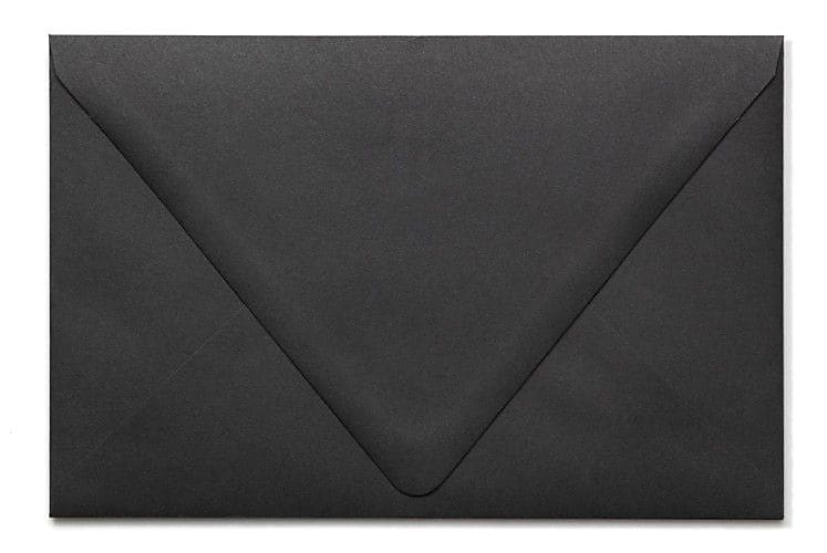 LUX 80lbs. 5 3/4" x 8 3/4" A9 Invitation Envelopes W/Glue, Midnight Black, 500/BX